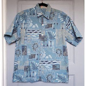 Paradise Island Men's Size M Hawaiian Short Sleeve Button-Up Cotton Shirt